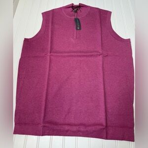 Peter Millar Crown Crafted Lightweight 1/4 Zip Vest Men Medium Pink NEW 1593